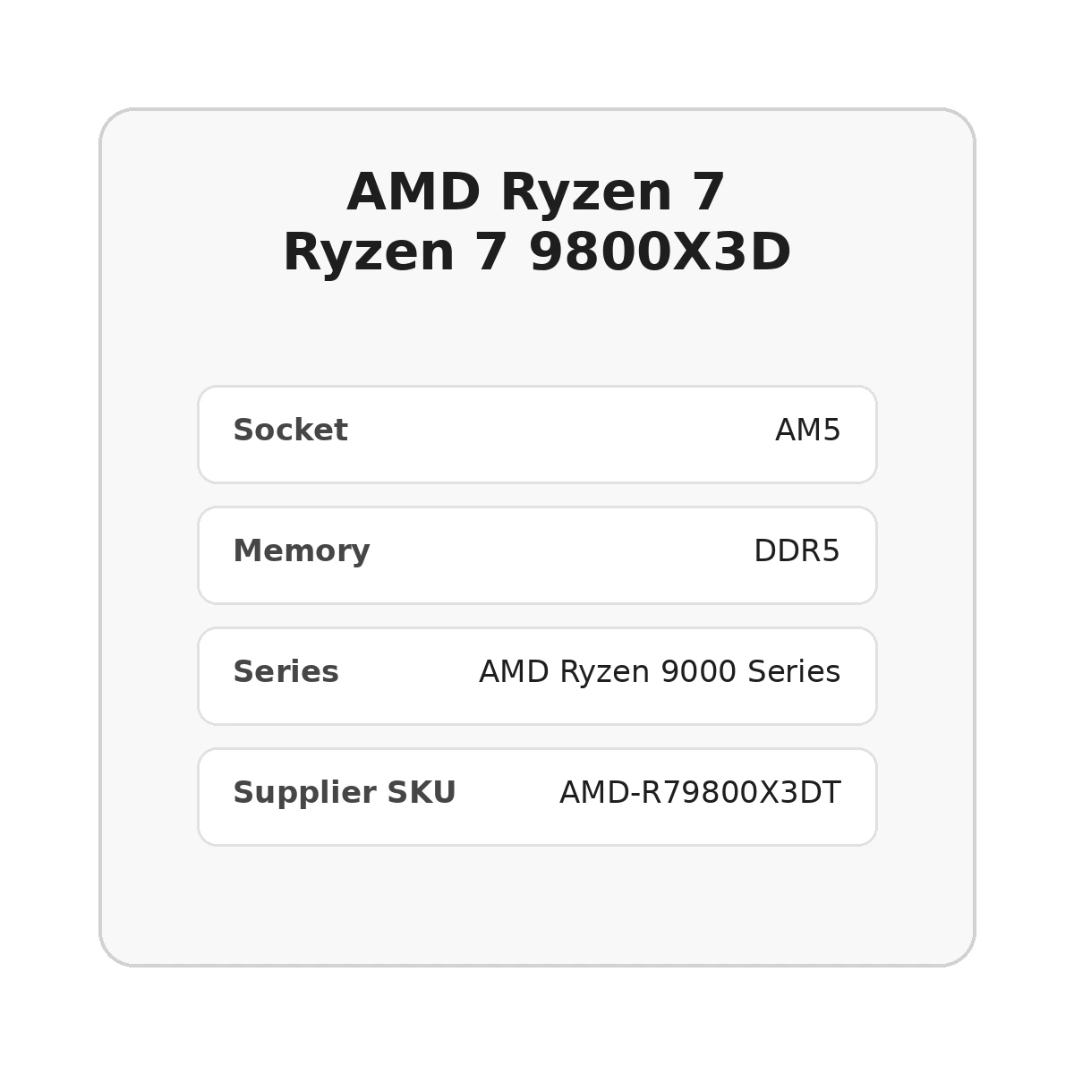 מעבד AMD Ryzen 7 Ryzen 7 9800X3D