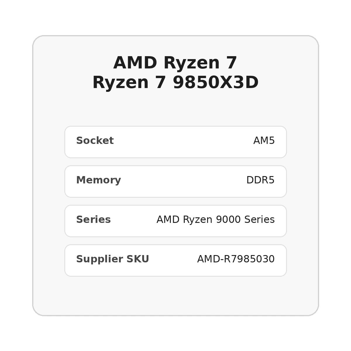 מעבד AMD Ryzen 7 Ryzen 7 9850X3D